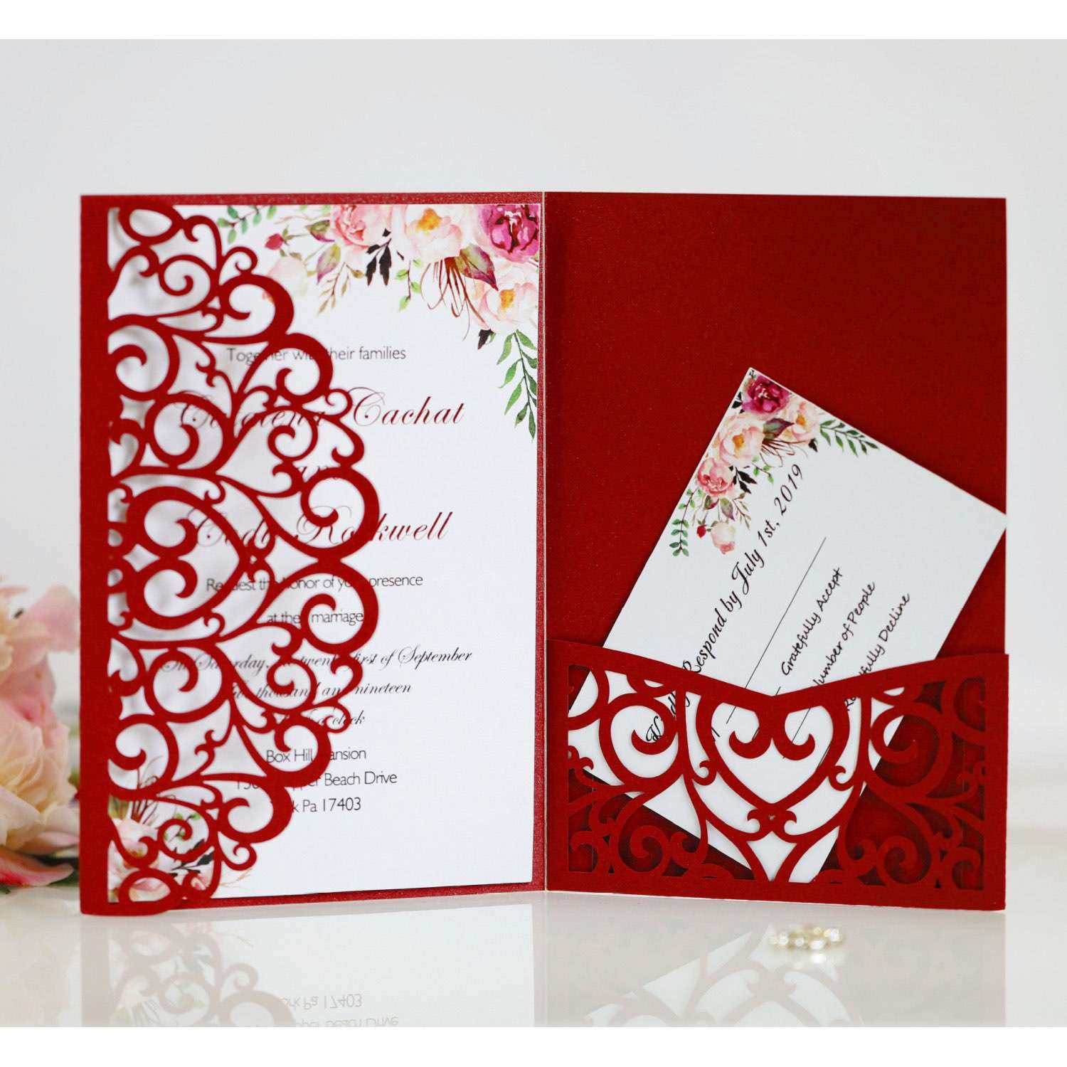 Invitation Card Laser Cut Iridescent Paper Wedding Invitation Personalized Custom